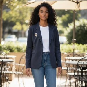 Port Authority Navy Blazer Embroidered Devil's Club Plant Classic Simple Style